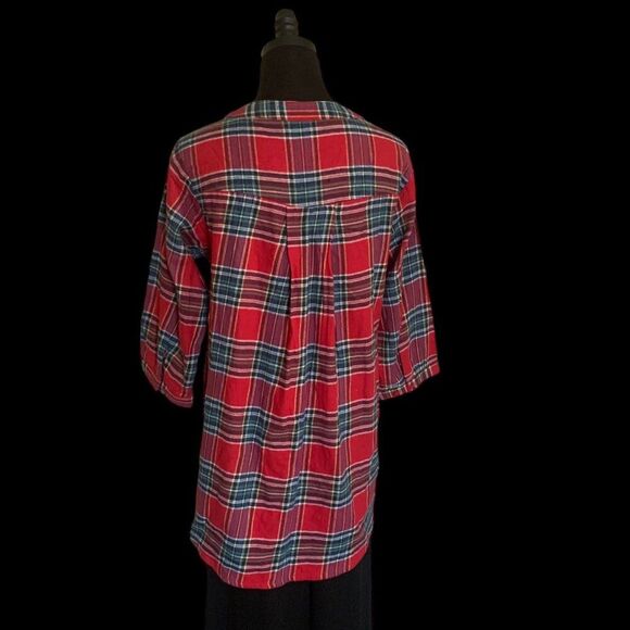 Cotton Flannel Shirt in Red Plaid by CW Classics - Picture 5 of 8